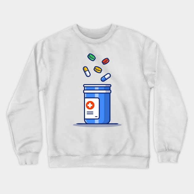 Medicine Jar, Tablets, And Pills Cartoon Crewneck Sweatshirt by Catalyst Labs